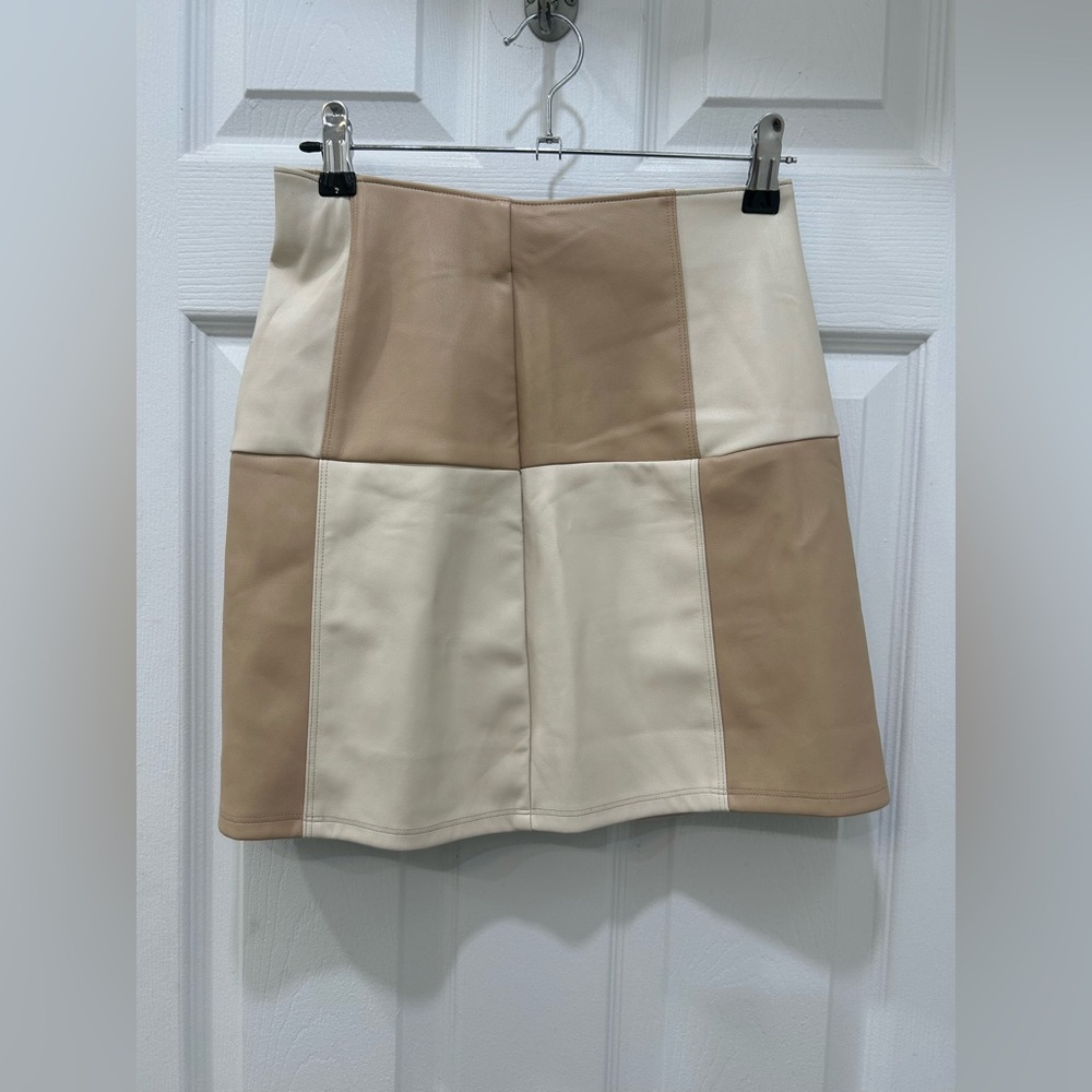 NWT Hollister High Waisted Color Block Faux Leather Mini Skirt Size XS